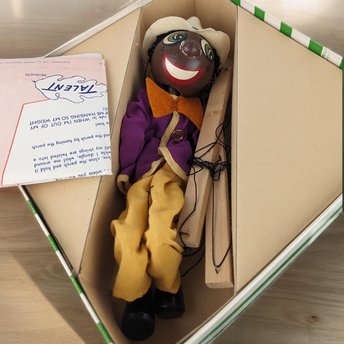 Vintage Effanbee Talentoy "Jambo The Jiver" Marionette Puppet, 1940s Puppet, Collectible Toy,  Dancing Puppet,  Vintage Toy with Box