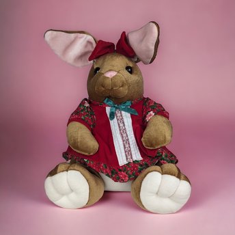 Vintage 14-Inch Plush Velveteen Rabbit - Adorable Christmas Decor, Soft Holiday Toy, Gift for Rabbit Lovers and Collectors