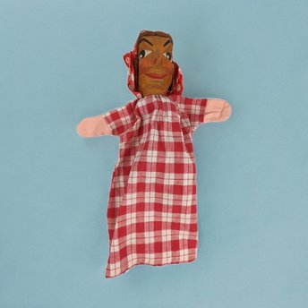Vintage Hand Puppet with Wooden Head