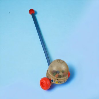 Vintage Fisher-Price Corn Popper Push Toy, 1960s Classic Baby Toy, Retro Playroom Decor, Gift for Collector