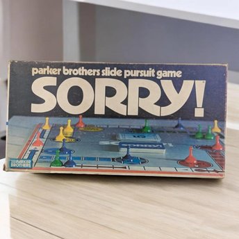Vintage 1972 Sorry! Board Game by Parker Brothers - Classic Family Game - Missing One Pawn