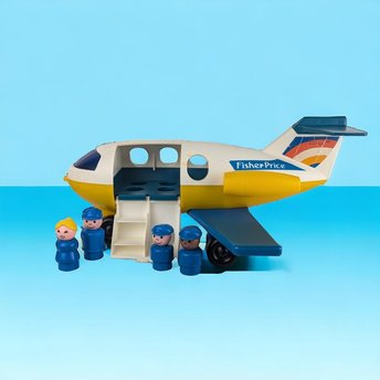 Vintage LIttle People Jet Airplane with People, Break on Tail