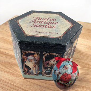 1995 Antique Style Santa Ornaments | Set of 12 | 3" Round | Christmas Ornaments | Vintage Holiday Decor
