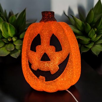 Vintage Melted Plastic Popcorn Light Up Jack O'Lantern | 9 1/2" Tall | Halloween Decor | Working Light