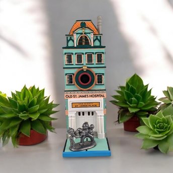 Vintage 1999 Department 56 Monopoly Old St. James Hospital Lighted Building with Figurine | Christmas Village Collectible | No Cord