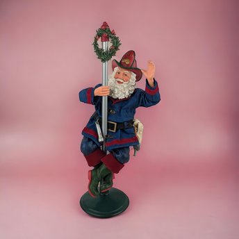Vintage Fireman Santa Figurine,  Christmas Decor, Holiday Decor,  Firefighter Santa,  Collectible Santa,  Unique Christmas Gift