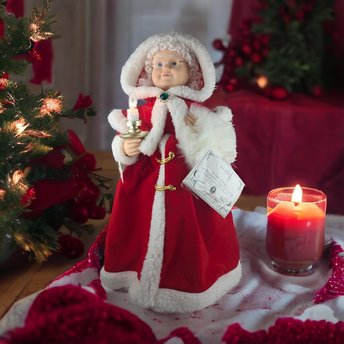 Vintage Telco Motion-ette Mrs. Claus Animated Figure, Christmas Decoration, Holiday Decor, Collectible, 23 1/2" Tall