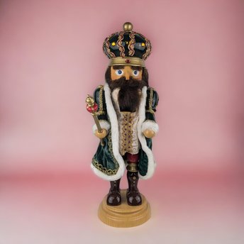Vintage Wooden Nutcracker Music Box |  16.5" King with Scepter |  Plays Unknown Tune |  Christmas Decor | Holiday Gift