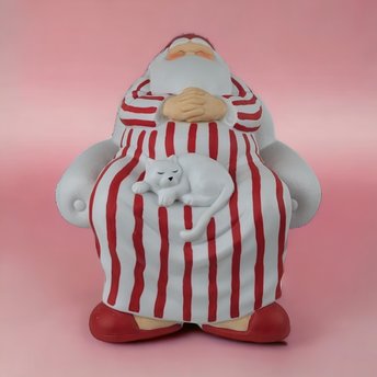 Vintage Dept 56 "Cat Nap" Santa,  Christmas Decor,  Sleeping Santa Figurine,  Holiday Decor,  Collectible Santa,  Cat Lover Gift