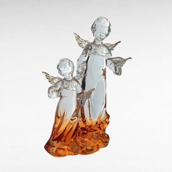 Vintage Golden Treasures Acrylic Angels Figurine, Amber and Clear Angels, Decorative Angels Sculpture, Religious Gift, Home Decor