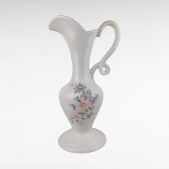 Vintage Royal Haeger Pitcher, White Ceramic Pitcher with Floral Design,  Art Pottery,  Mid-Century Modern,  Vase,  Home Decor