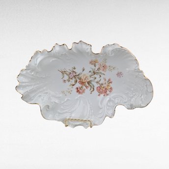 CT Carl Tielsch Germany 13" Porcelain Bowl | Antique Serving Bowl | Floral & Gold Decor