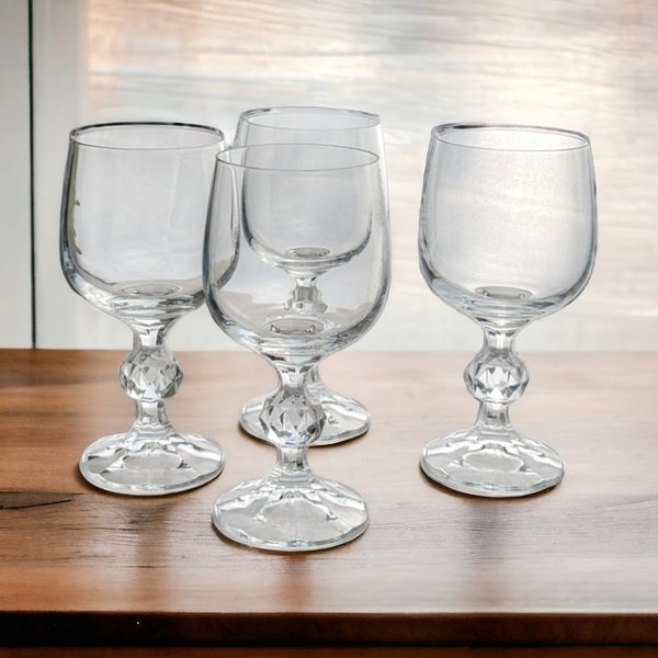 Vintage Bohemia Claudia Crystal Wine Glasses | Set of 4 | 8 oz | 1987 | With Original Box
