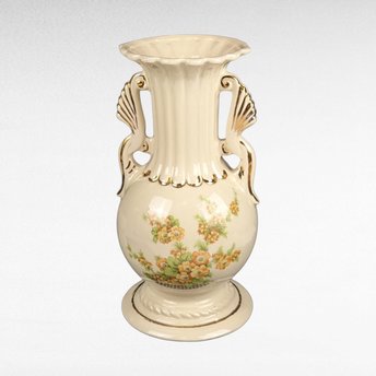 Vintage Porcelain Vase with Handles | Floral Design | USA 29A | 10 Inch | Home Decor