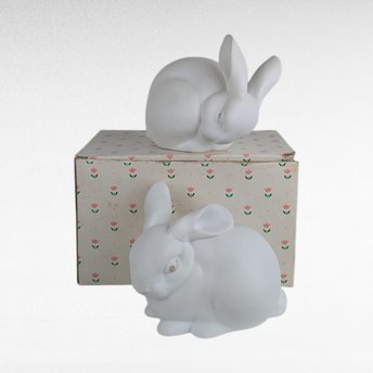 Vintage Dept 56 White Bunnies Pair | Porcelain Figurines | Easter Decor