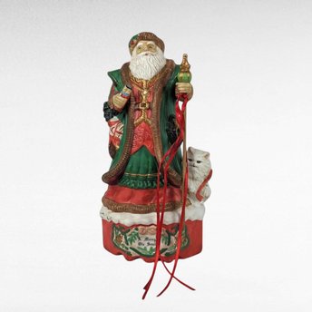 Vintage 1990s Merry Old Soul Ceramic Santa Music Box, 10 Inches Tall, Christmas Decor, Holiday Music Box, Gift for Collector