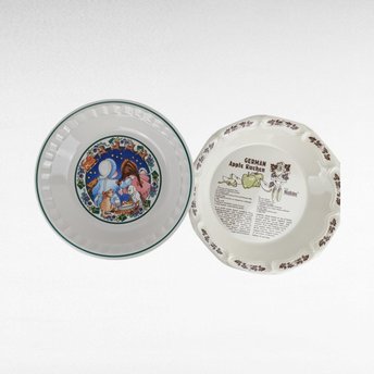 Vintage Watkins Pie Plates, Set of 2, German Apple Kuchen, Christmas Wish Recipe, Collectible Kitchenware, Baking Dish