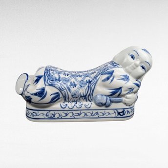 Vintage Chinese Porcelain Headrest | Blue and White Pillow | Chinese Ceramic Pillow | Asian Decor