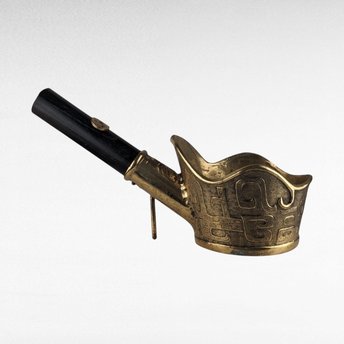 Vintage Chinese Brass Silk Iron | Antique Laundry Iron | Collectible Iron with Wooden Handle | Asian Decor
