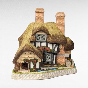 1991 David Winter Moonlight Haven Cottage, Collectible English Village, Thatched Roof Cottage, Gift for Collectors
