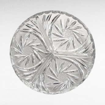 Vintage American Cut Crystal Relish Dish, Pinwheel Pattern, Divided Serving Dish, Appetizer Tray, Party Dish, Entertaining