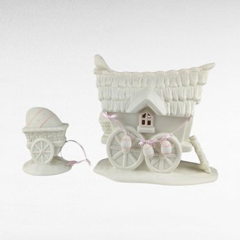 Dept 56 Snowbunnies Easter Wagon & Egg Cart | Springtime Stories Collection | Porcelain Figurine