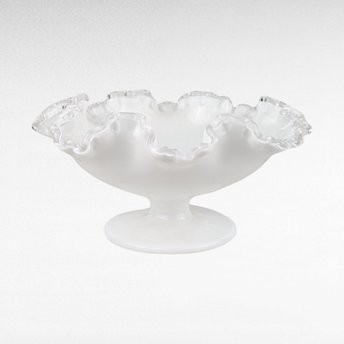 Fenton Silvercrest Milk Glass Ruffled Pedestal Dish | Vintage Candy Dish | 1960s Glassware | Candy Dish