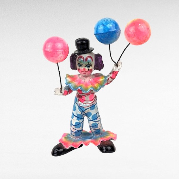Vintage Colorful Plastic Clown Figurine | 9 Inches Tall | Retro Toy | Kitsch Decor | Circus Theme