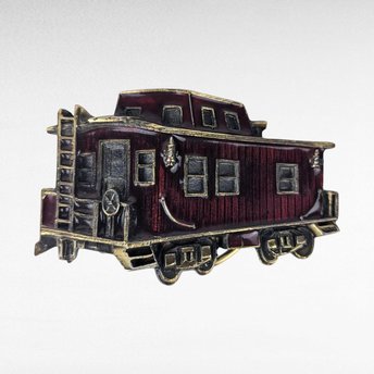 Vintage 1976 Chicago Caboose Belt Buckle | Brass and Enamel Buckle | Train Memorabilia | Gift for Train Enthusiast