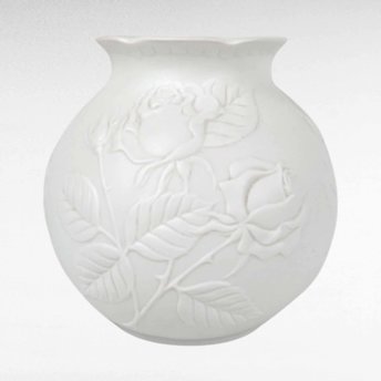 Vintage Kaiser White Bisque Vase with Embossed Roses, 1980s Porcelain Flower Vase, Home Decor, Wedding Gift, 5.5 inches