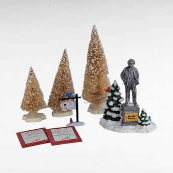 Vintage Dept 56 Village Accessories, Dept 56 Snow Village, Dept 56 Snowbabies, Mark Twain Statue, Frosty Pines Trees, Christmas Village