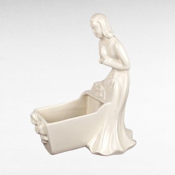 Vintage Royal Haeger Woman and Cradle Planter, White Ceramic Planter, Art Deco Planter, Mid-Century Modern Decor