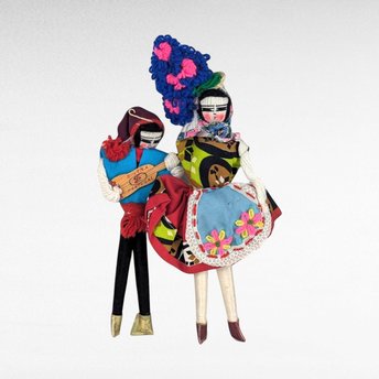 Vintage Portuguese Handmade Dolls, Folk Art Dolls, Couple Dolls, Textile Art, Collectible Dolls, Unique Gift, Home Decor