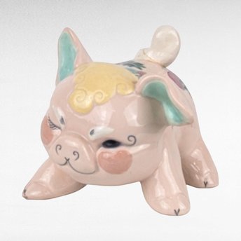 Vintage Kay Finch Ceramic Pig Figurine, Repaired Tail, Winking Pig, Collectible Figurine, Whimsical Decor, Animal Lover, Made in California