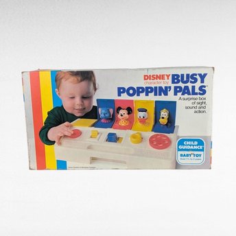 Vintage 1980 Disney Busy Poppin' Pals, Pop-Up Toy, Mickey Mouse, Donald Duck, Goofy, Preschool Toy, Collectible Toy
