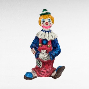 Vintage Paper Mache Clown Figurine, 12 Inch Clown, Handmade Clown, Collectible Clown, Circus Decor, Whimsical Decor