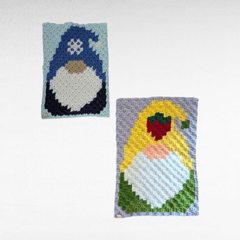 Handmade Crochet Gnome Wall Hangings | Pair of Gnomes | January and September Decor | C2C Crochet | Nursery Decor | Gift for Gnome Lovers