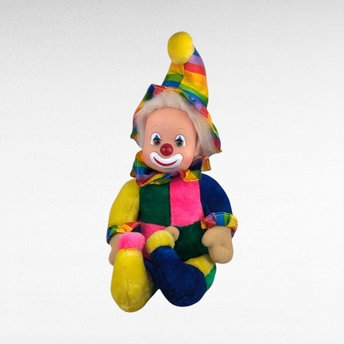 Vintage Rainbow Clown Doll | Sitting Clown | Sleepy Eyes Doll | Collectible Doll | Whimsical Decor