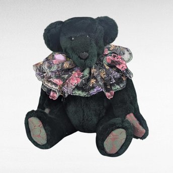 1994 Johnson Creations Green Teddy Bear | Floral Lace Collar | Plush Bear | Collectible Teddy Bear