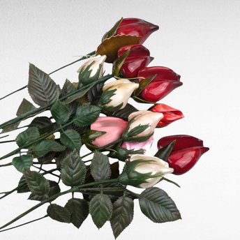 Vintage Artificial Rose Bunch - Mid Century Modern - Glossy Red Pink White Roses - Faux Floral Decor - Home Decor