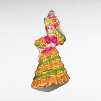 Vintage Midwest Little Dancer Glass Ornament, Flamenco Dancer, Colorful Dress, Blown Glass, Made in Germany, Christmas Ornament