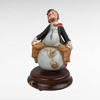 Vintage Albert Price Sad Clown Around the World Music Box, Porcelain Clown Figurine, Collectible Clown, Musical Figurine