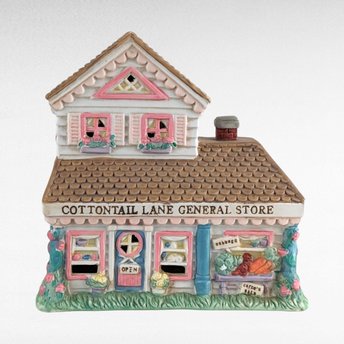 Vintage Midwest Cottontail Lane General Store Lighted House | Easter Village | Spring Decor | Ceramic House