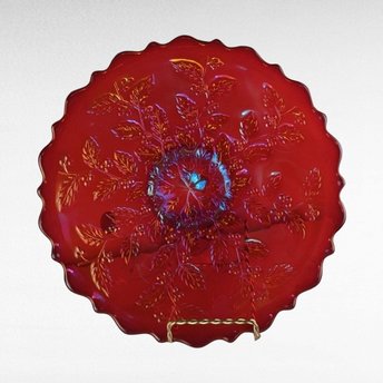 Vintage Fenton Red Carnival Glass 85th Birthday Plate,  Collectible Glassware, Home Décor, Gift for Collectors