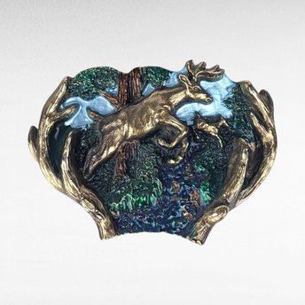 Vintage 1982 Leaping Buck & Doe Belt Buckle | Hunting Belt Buckle | Wildlife Buckle | Gift for Hunter