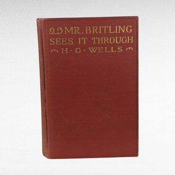 1916 Antique Wartime Novel, Mr. Britling Sees It Through, H.G. Wells, WWI Era Literature, Vintage Hardcover, The Macmillan Company