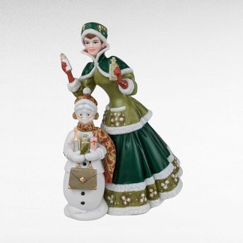 2003 Avon Presidents Club Mrs. Albee Award Figurine, Vintage Avon Collectible, Woman and Child, Winter Holiday Theme, Sales Achievement