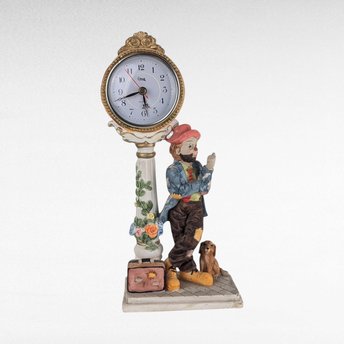 Vintage Crosa Quartz Clock, Hobo and Dog Figurine, Table Clock, Collectible Clock, Whimsical Decor, Unique Gift, Home Decor