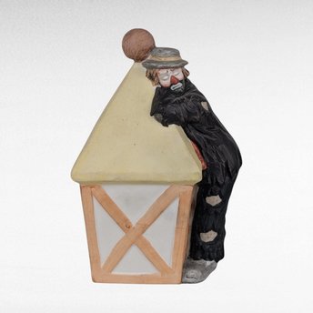 Vintage Flambro Emmett Kelly Jr. Clown on Lamp Nightlight, Ceramic Clown Figurine, Circus Decor,  Collectible Clown