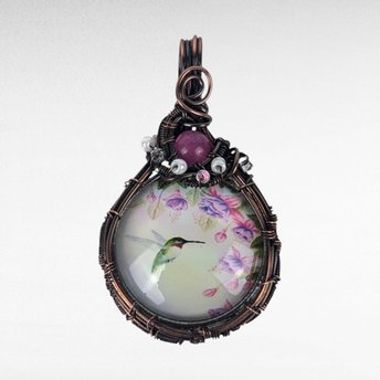 Handmade Copper Wire Wrapped Hummingbird Pendant | Unique Artisan Jewelry | Nature-Inspired Necklace | Bohemian Style Gift for Bird Lovers